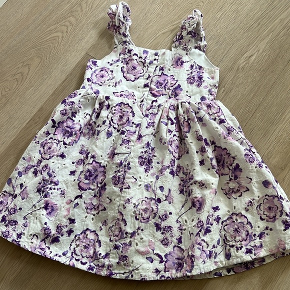 Purple Flowers Cotton Embroidered Dress with matching purse Size 3T - Picture 5 of 10